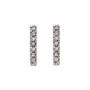 0.12ct Pavé Round Diamonds in 14K Gold Skinny Bar Stud Earrings
