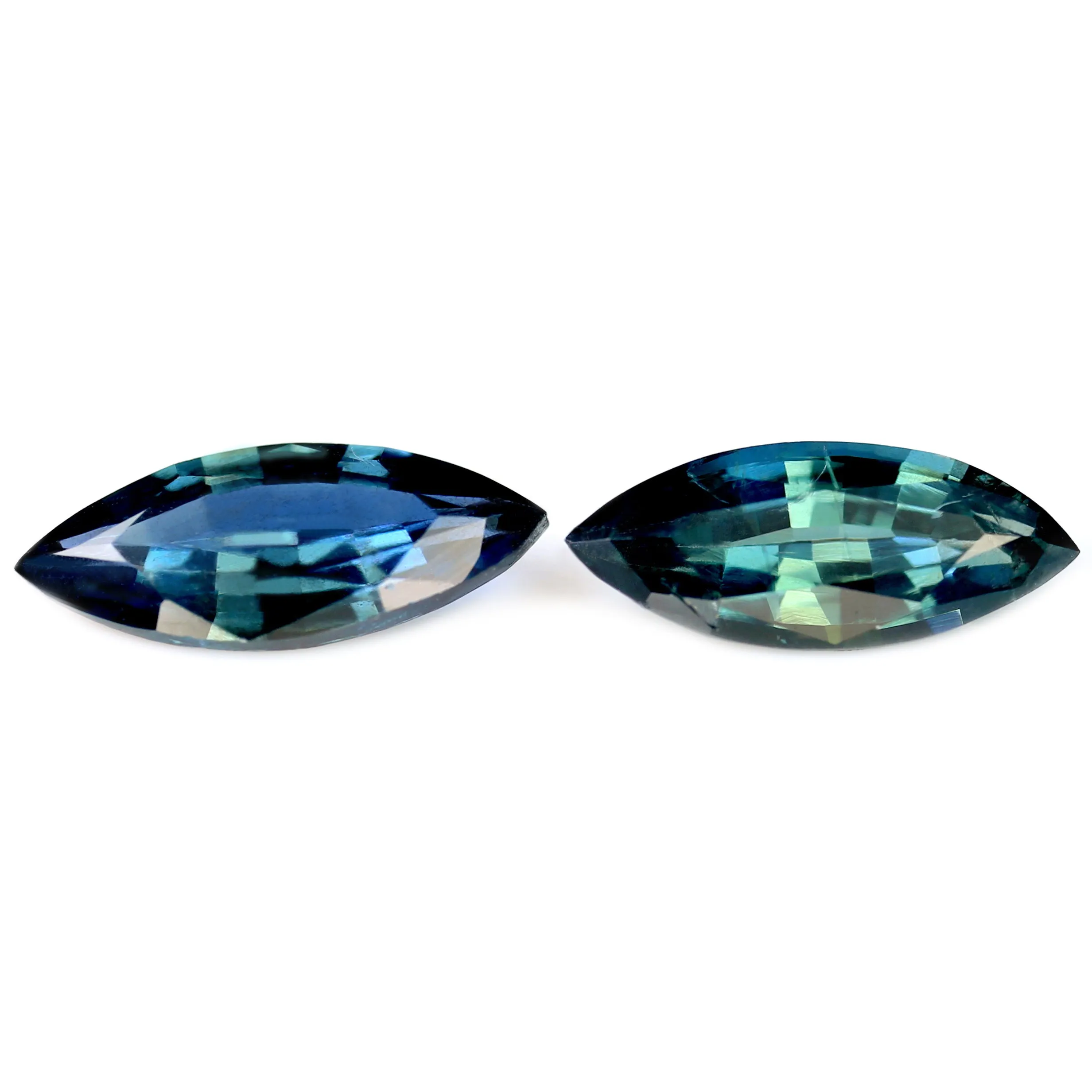 0.71ct Certified Natural Teal Sapphire Matching Pair