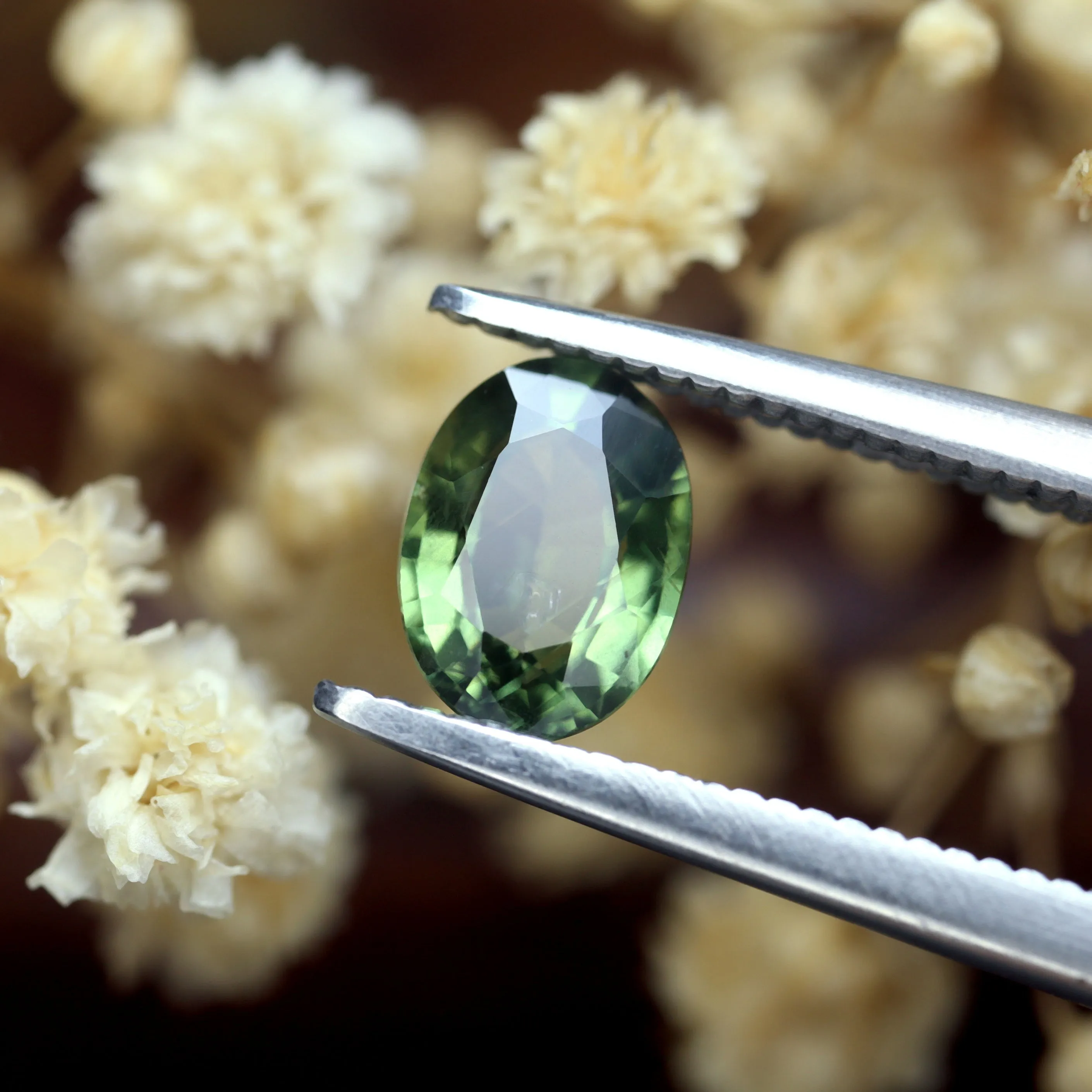0.82ct Certified Natural Green Sapphire