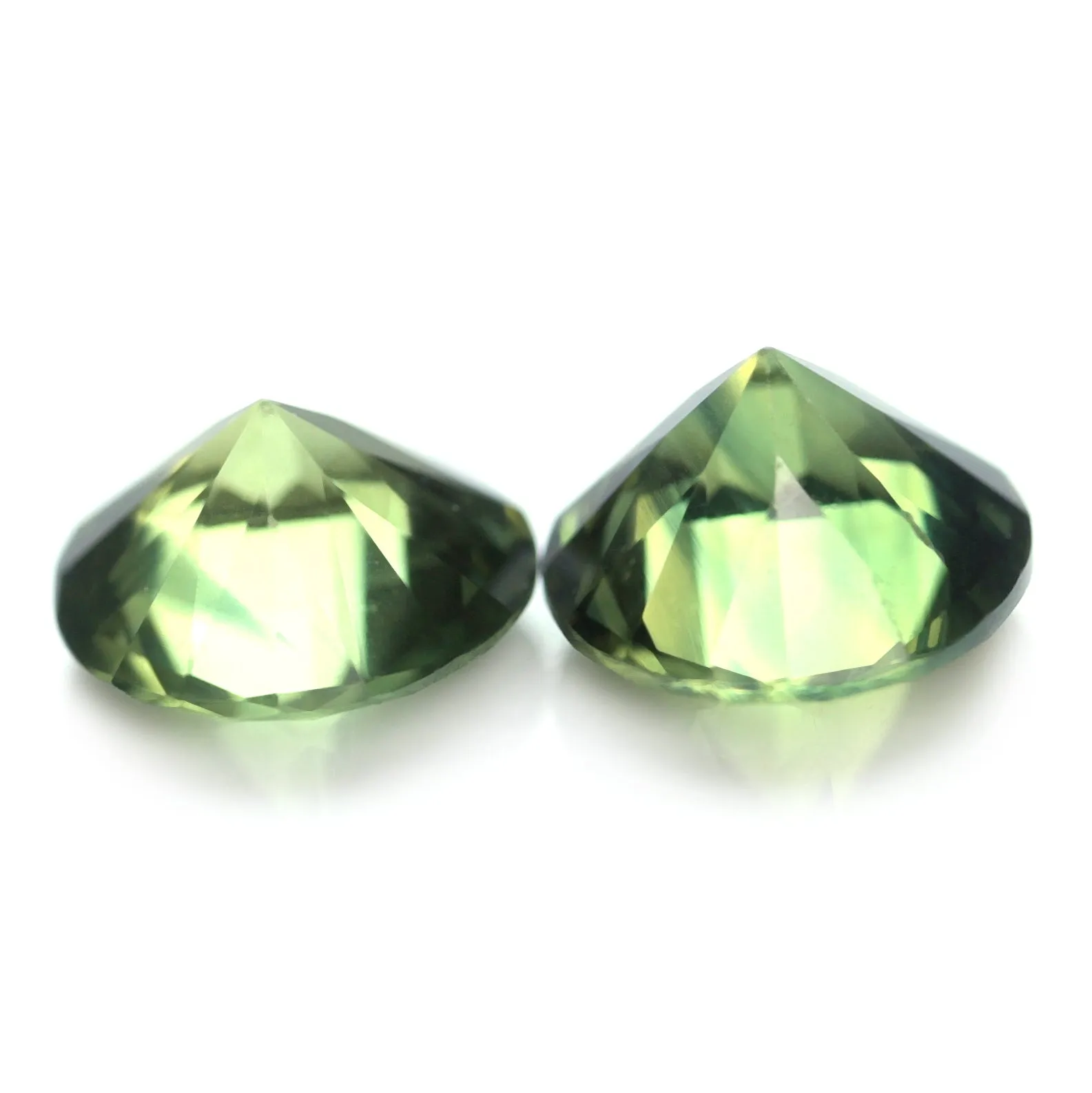 0.88ct Certified Natural Green Sapphire Matching Pair