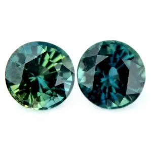 1.04 ct Certified Natural Teal Sapphire Pair