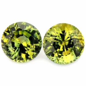 1.06ct Certified Natural Green Sapphire Matching Pair