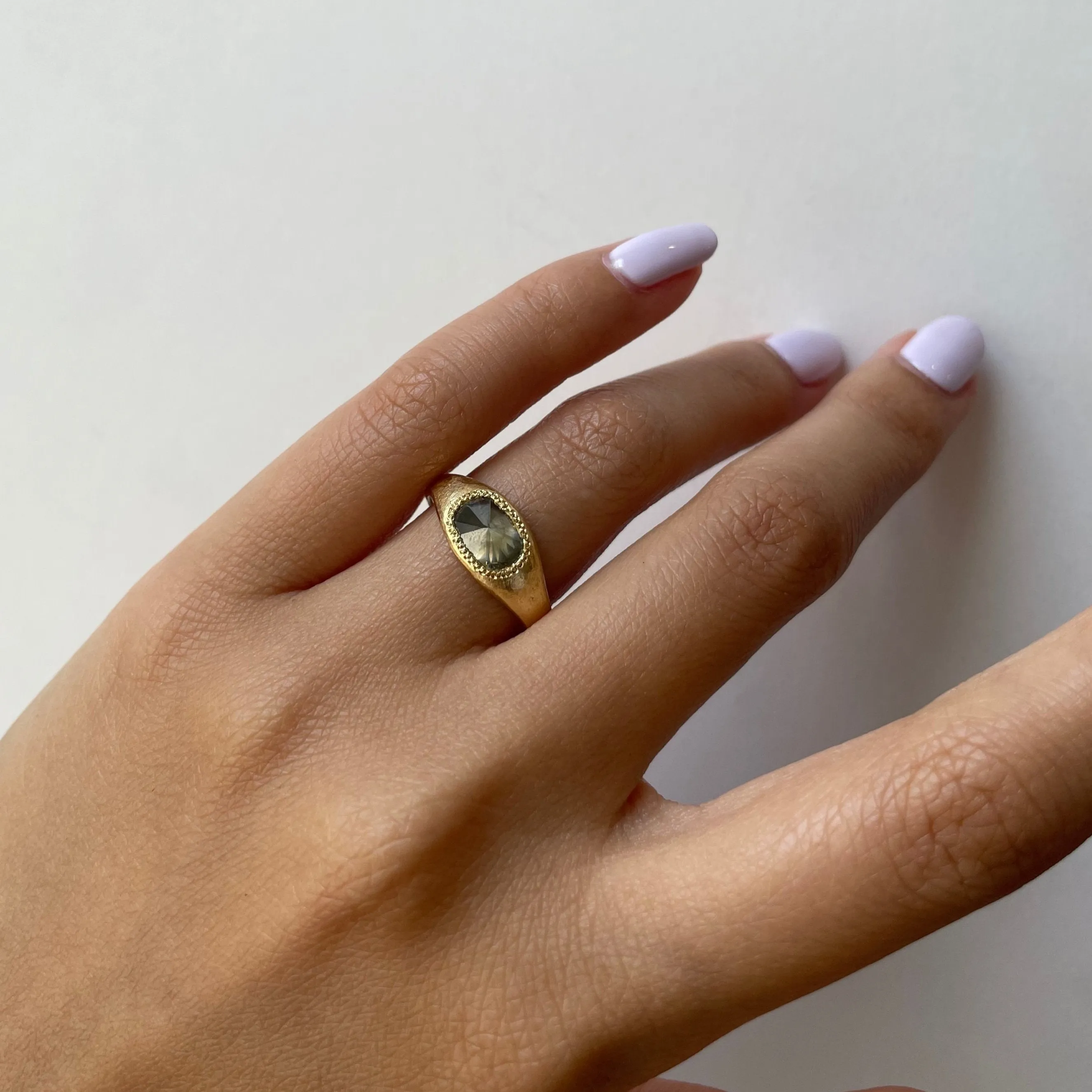 1.09 Carat One-of-a-Kind Rose Cut Brown Diamond Signet Ring | DR138-OOAK