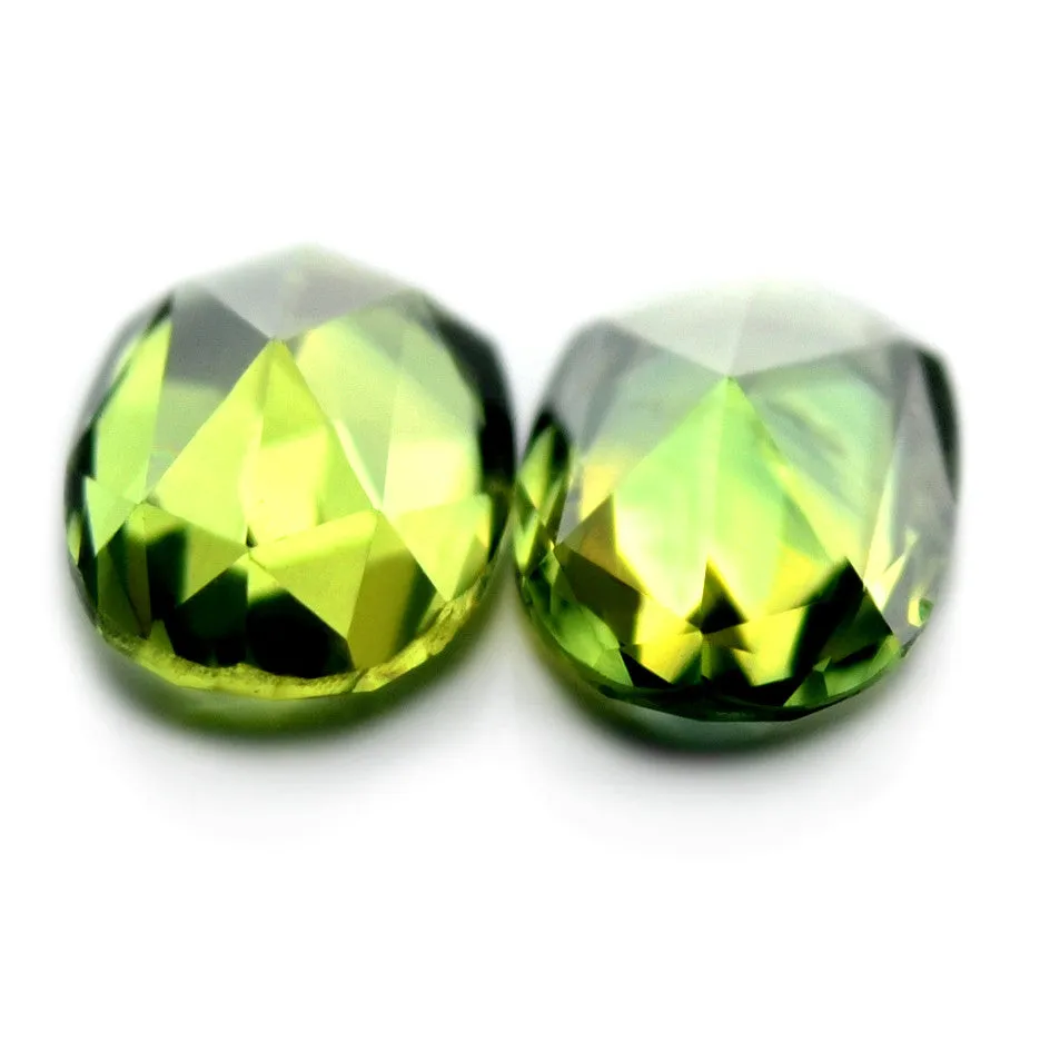 1.12ct Certified Natural Green Sapphire Matching Pair