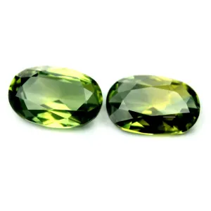 1.12ct Certified Natural Green Sapphire Matching Pair