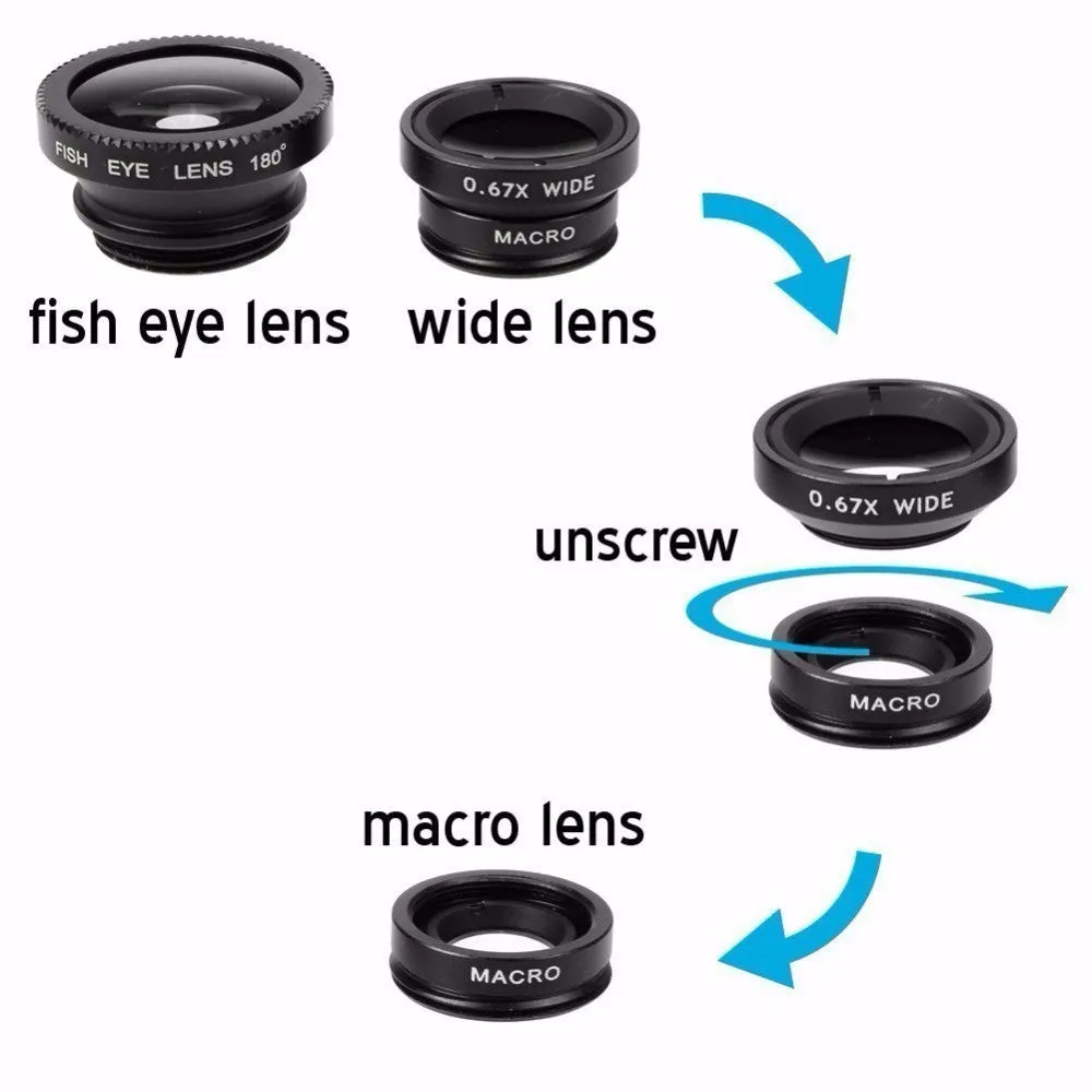 12X Telephoto Zoom Lenses Wide Angle Macro Fisheye Lens Telescope Mobile Tripod Mini Selfie Stick For Mobile Phones