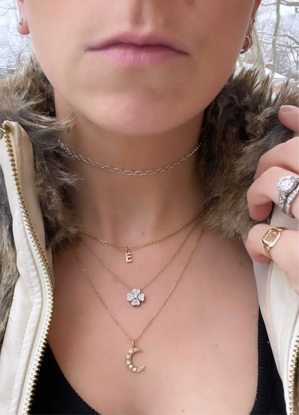 14kt yellow gold Diamond Moon Necklace