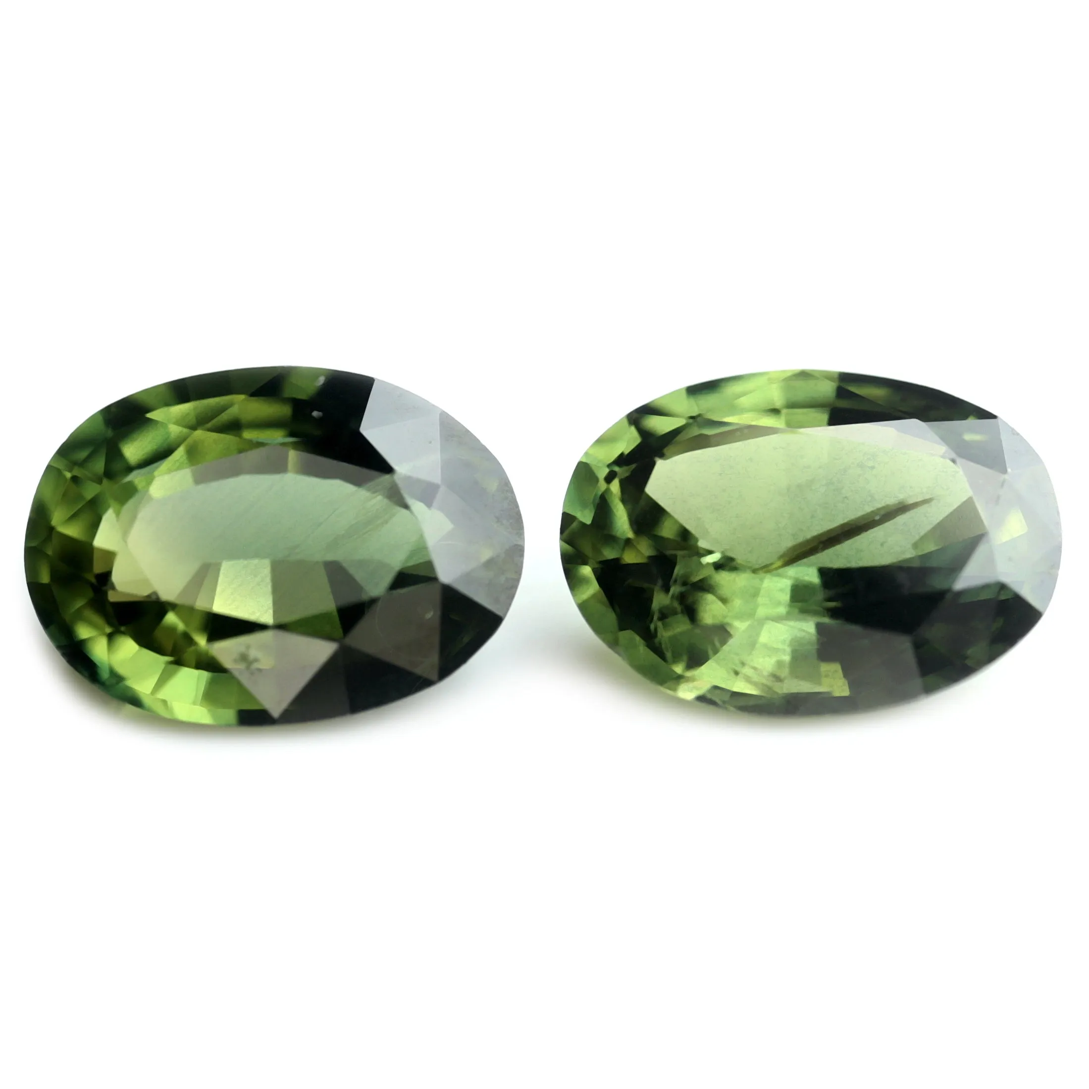 1.52ct Certified Natural Green Sapphire Matching Pair