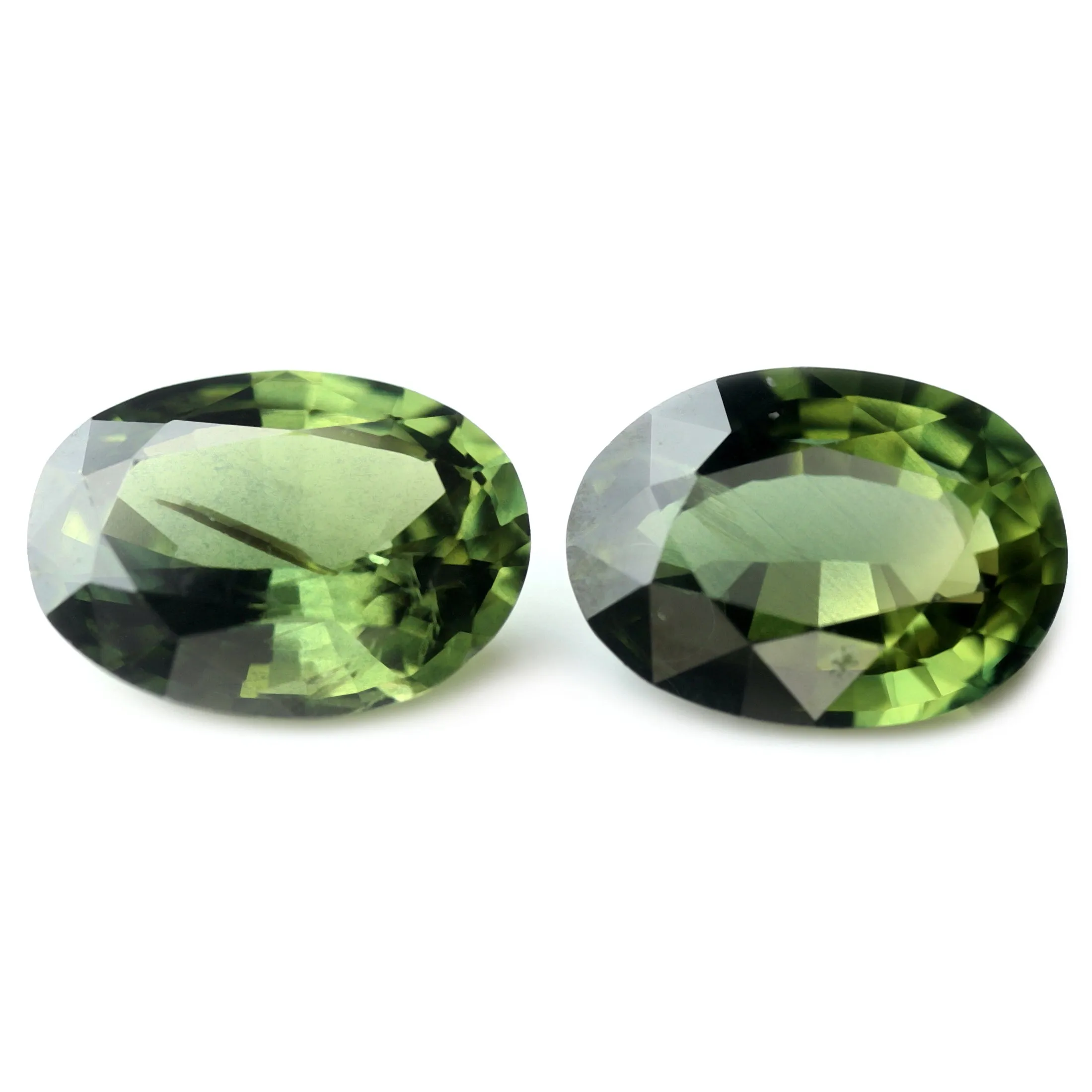 1.52ct Certified Natural Green Sapphire Matching Pair