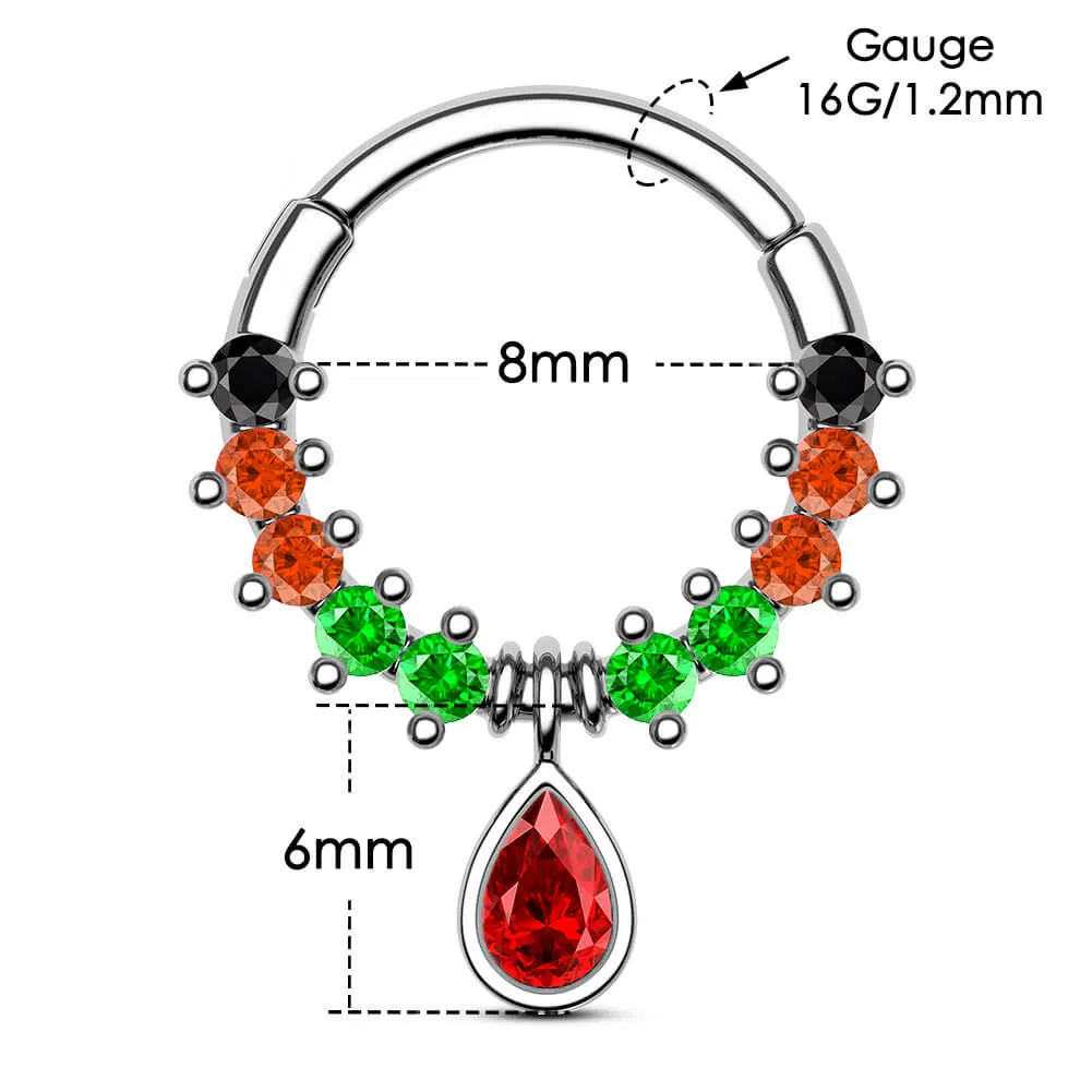 16G Mysterious Gem Hinged Segment Septum Ring