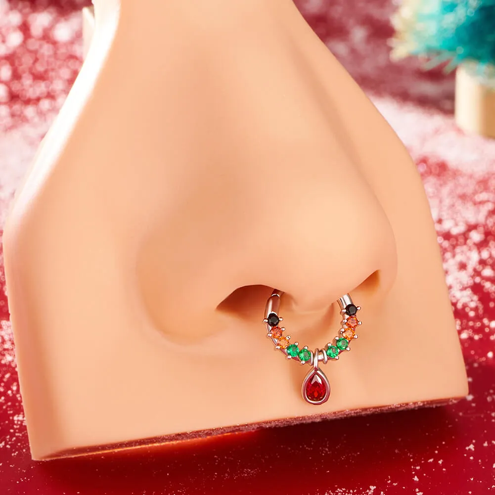 16G Mysterious Gem Hinged Segment Septum Ring
