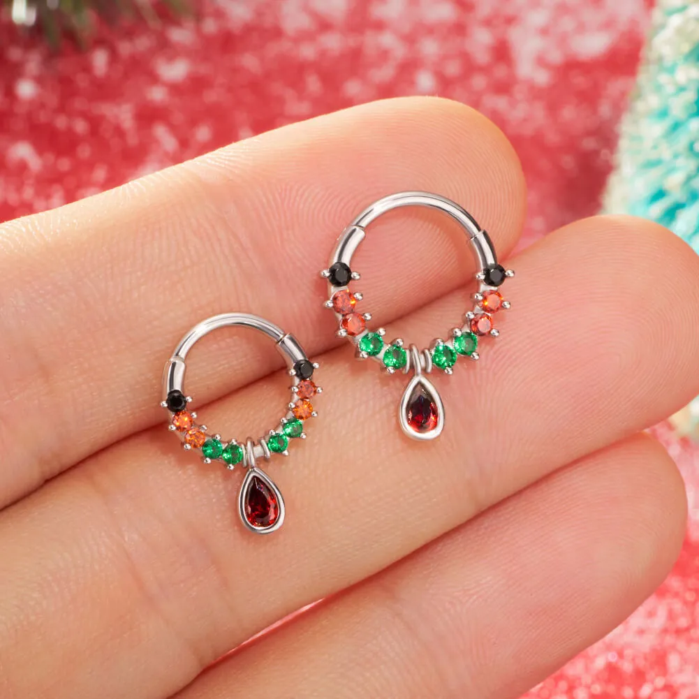 16G Mysterious Gem Hinged Segment Septum Ring