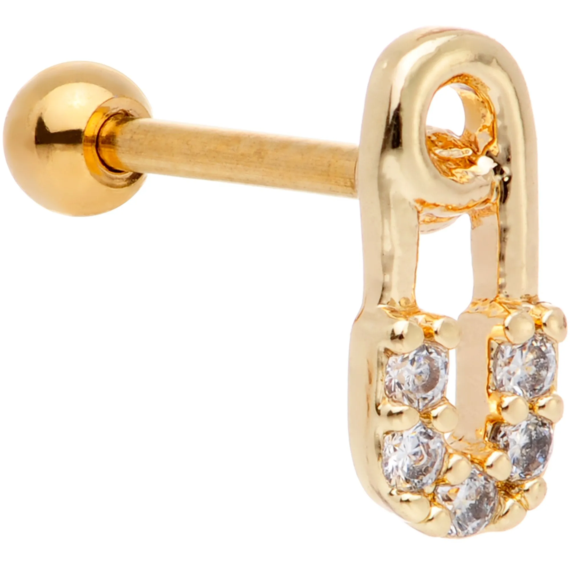 18 Gauge 5/16 Clear Gem Punk Rock Safety Pin Cartilage Tragus
