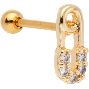 18 Gauge 5/16 Clear Gem Punk Rock Safety Pin Cartilage Tragus