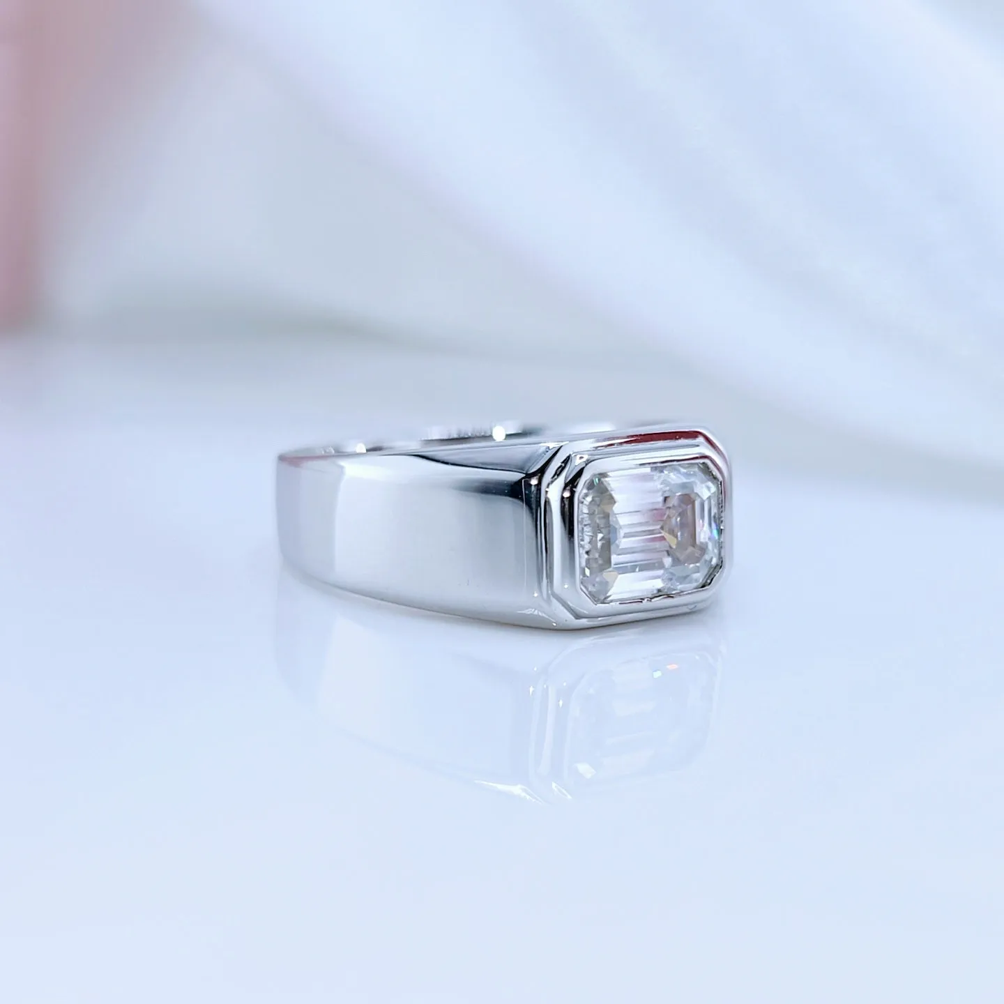 2.0 Ct Emerald-cut Diamond Men's Ring