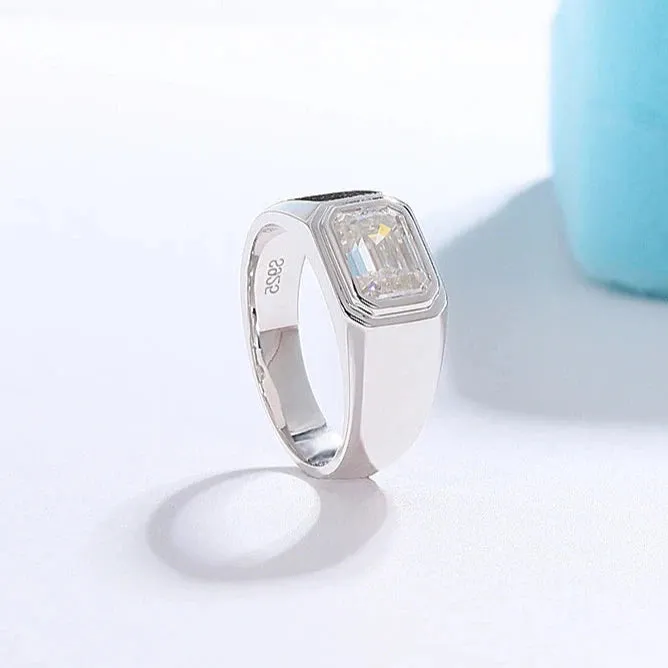 2.0 Ct Emerald-cut Diamond Men's Ring