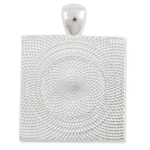 20 pieces Silver Square Zinc Alloy Cameo Cabochon Base Setting Pendants,Nickle and Lead free;fit 25*25mm cabochon