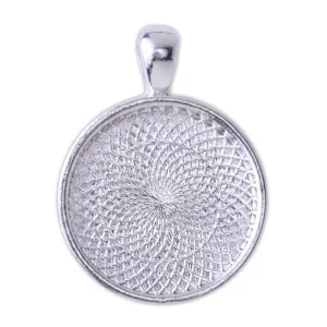 20mm Silver Round Cameo Cabochon Bezel  Base Setting Pendants Mini pendant trays 20pcs
