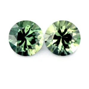 4.59 mm Certified Natural Green Sapphire Pair