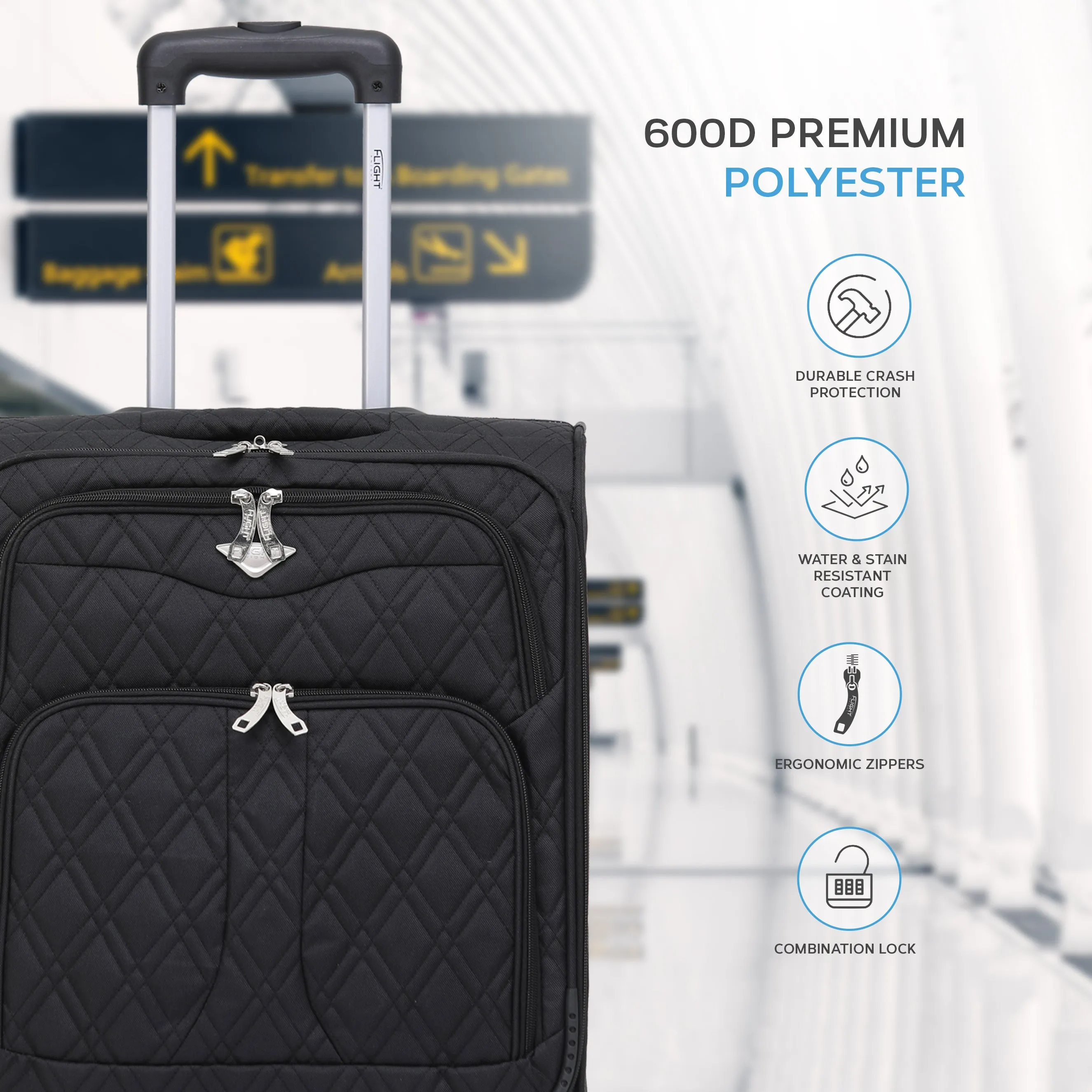 55x40x20cm 4 Wheel 800D Soft Case Suitcase Cabin Carry On Hand Luggage Ryanir Maximium Priority Carry On Approved