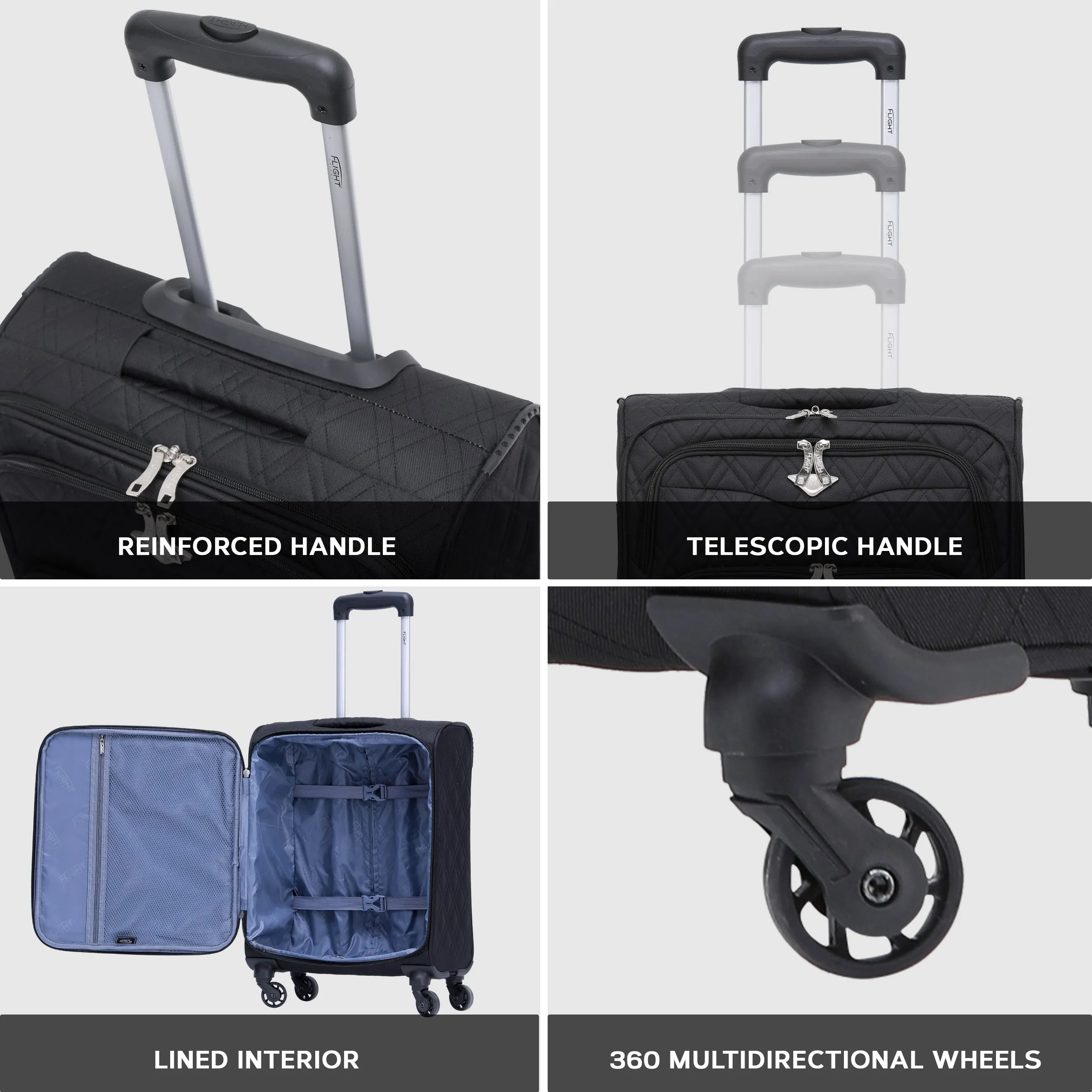 55x40x20cm 4 Wheel 800D Soft Case Suitcase Cabin Carry On Hand Luggage Ryanir Maximium Priority Carry On Approved