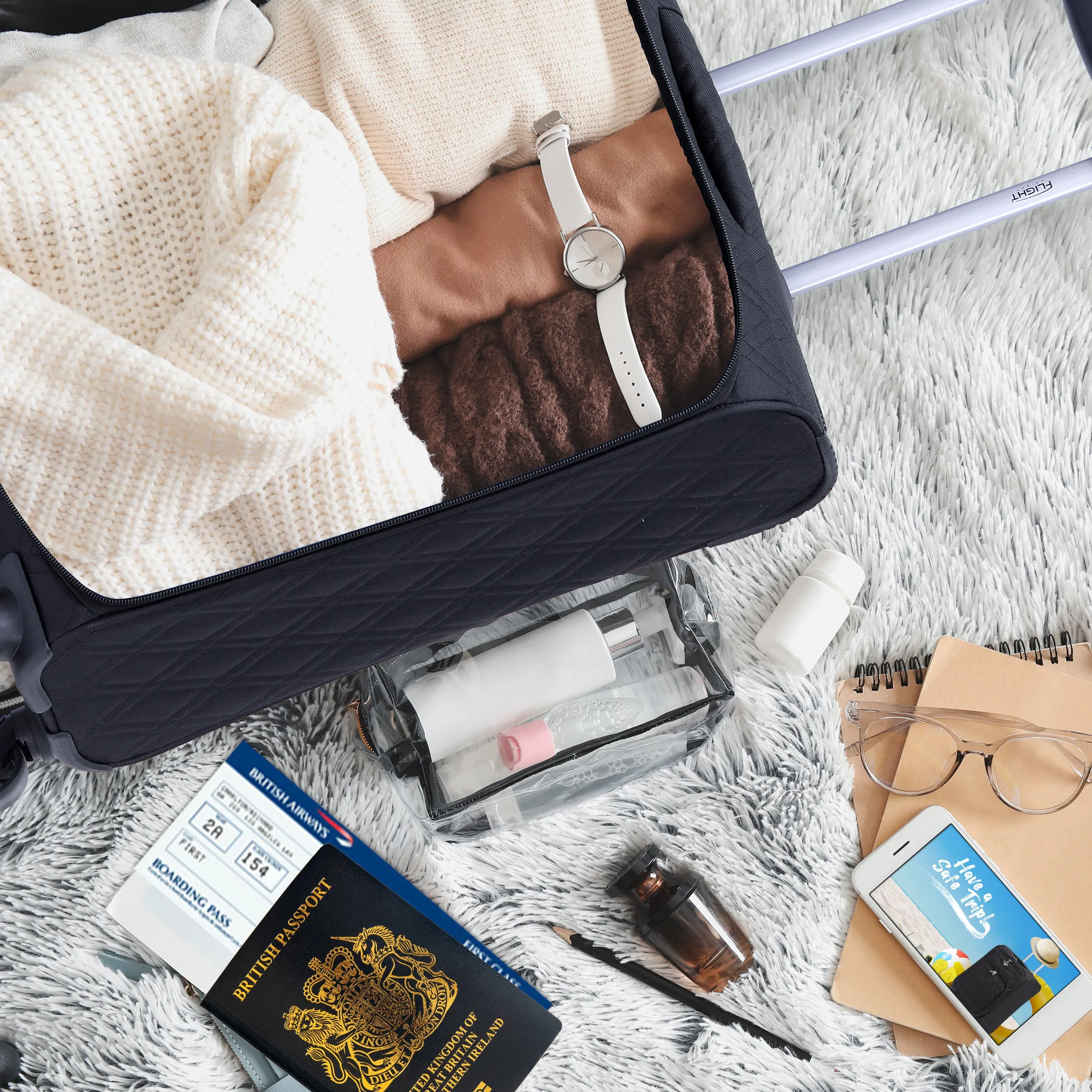 55x40x20cm 4 Wheel 800D Soft Case Suitcase Cabin Carry On Hand Luggage Ryanir Maximium Priority Carry On Approved