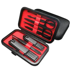 8 PCS Premium Manicure Set,  Nail Clippers, Professional Grooming Gift Kit, Pedicure Kit, Stainless Steel Facial, Cuticle, Nail Care Tools with Luxurious Portable Travel Case, for Men & Women
