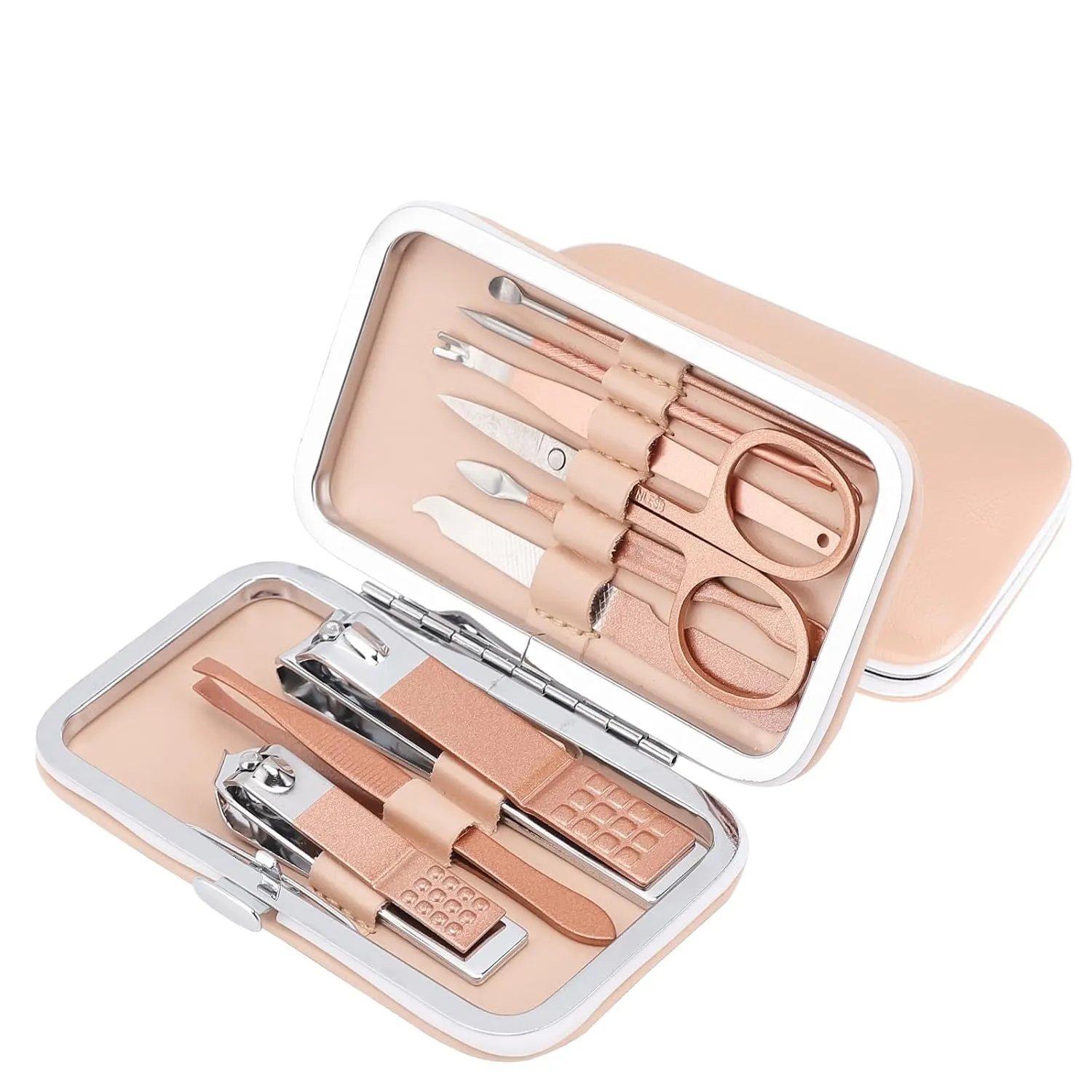 8 PCS Premium Manicure Set,  Nail Clippers, Professional Grooming Gift Kit, Pedicure Kit, Stainless Steel Facial, Cuticle, Nail Care Tools with Luxurious Portable Travel Case, for Men & Women
