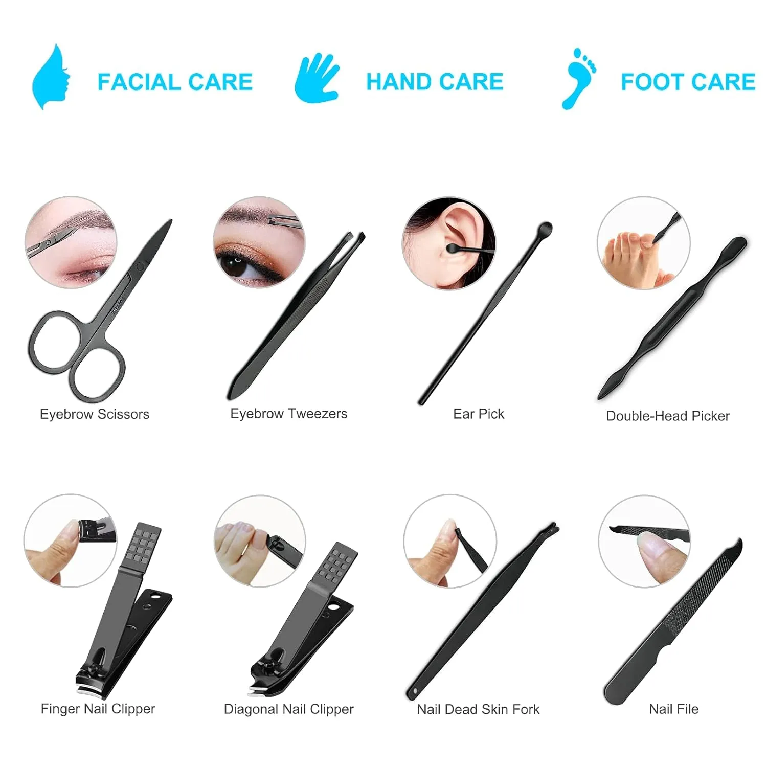 8 PCS Premium Manicure Set,  Nail Clippers, Professional Grooming Gift Kit, Pedicure Kit, Stainless Steel Facial, Cuticle, Nail Care Tools with Luxurious Portable Travel Case, for Men & Women