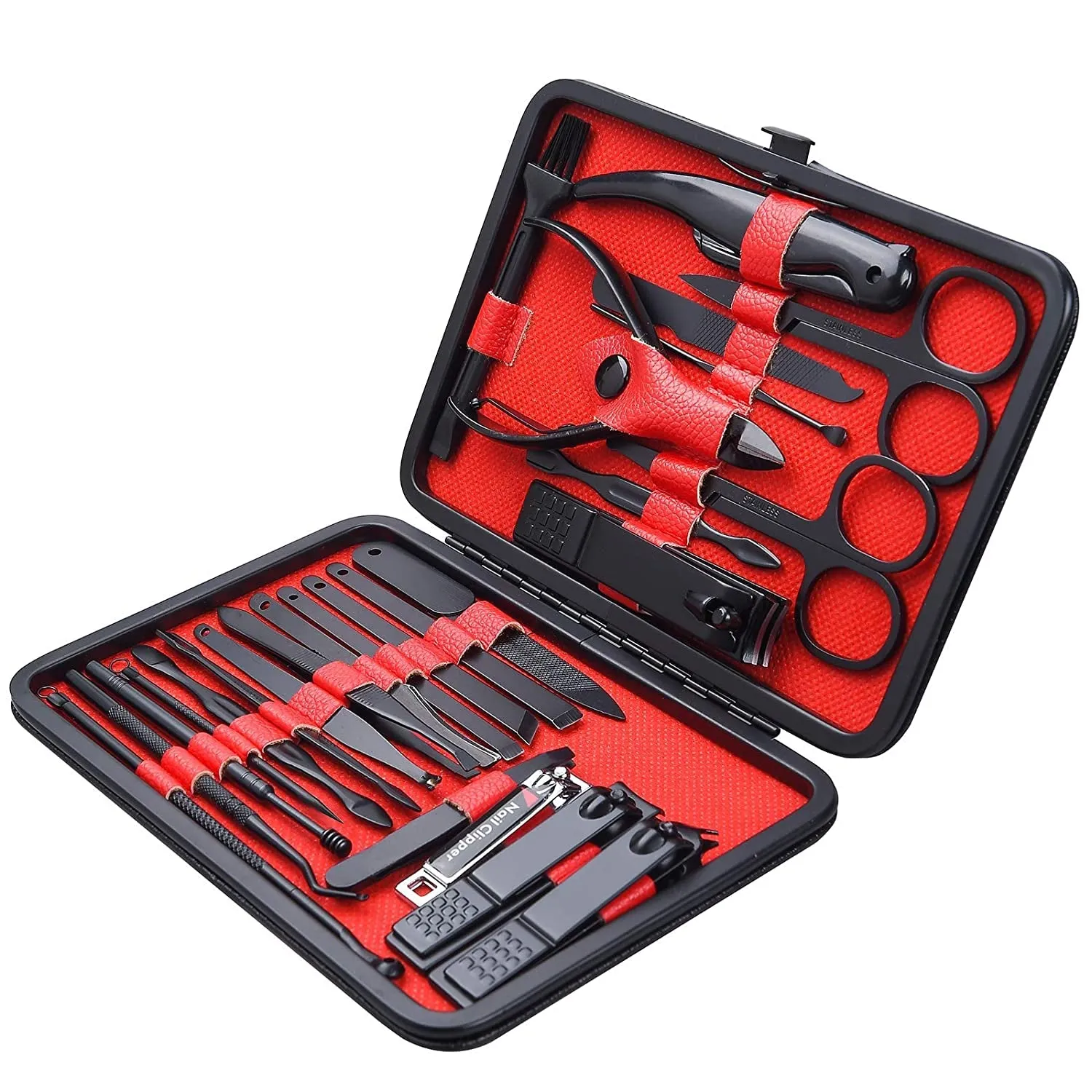 8 PCS Premium Manicure Set,  Nail Clippers, Professional Grooming Gift Kit, Pedicure Kit, Stainless Steel Facial, Cuticle, Nail Care Tools with Luxurious Portable Travel Case, for Men & Women