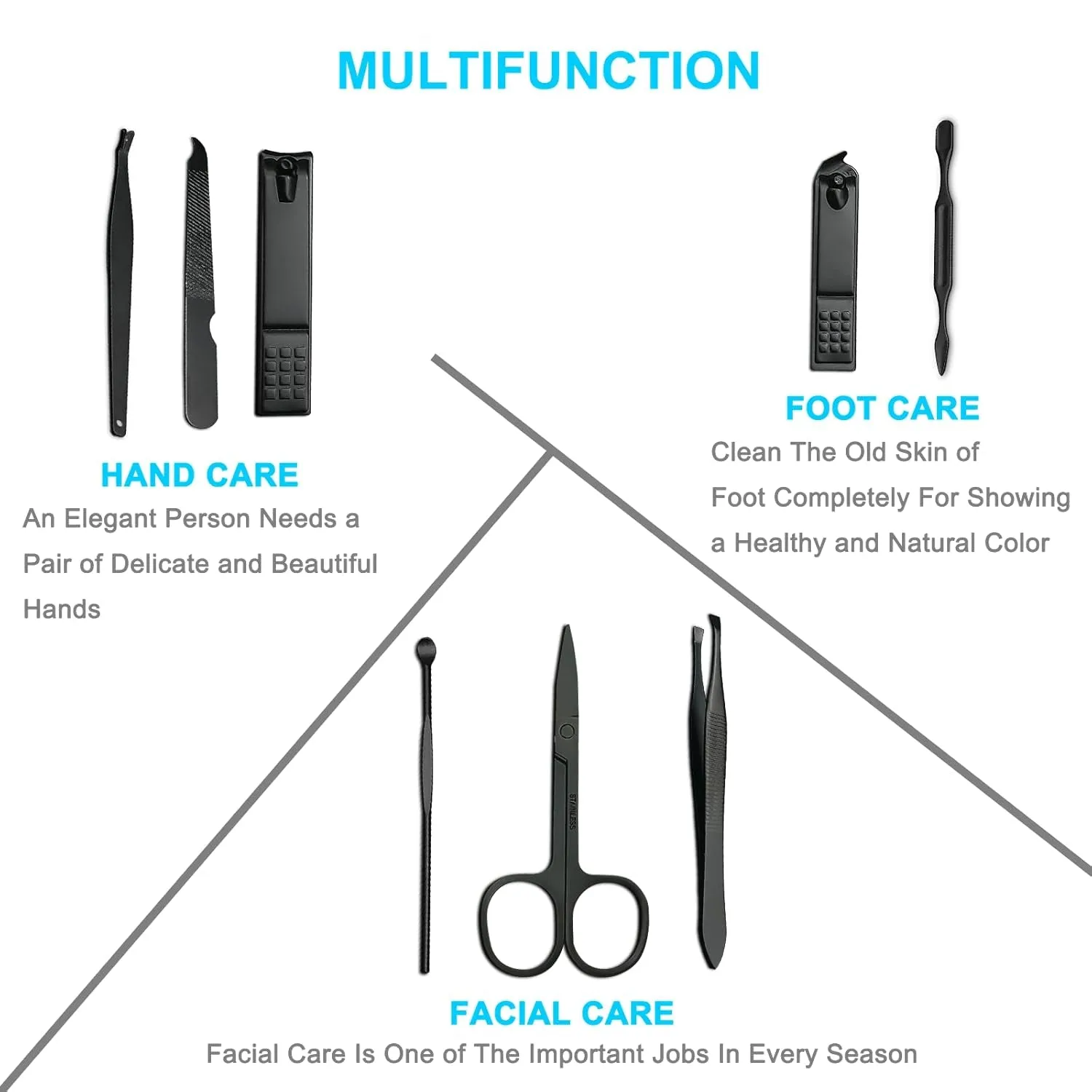 8 PCS Premium Manicure Set,  Nail Clippers, Professional Grooming Gift Kit, Pedicure Kit, Stainless Steel Facial, Cuticle, Nail Care Tools with Luxurious Portable Travel Case, for Men & Women
