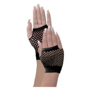 80's Short Fishnet Gloves - Black