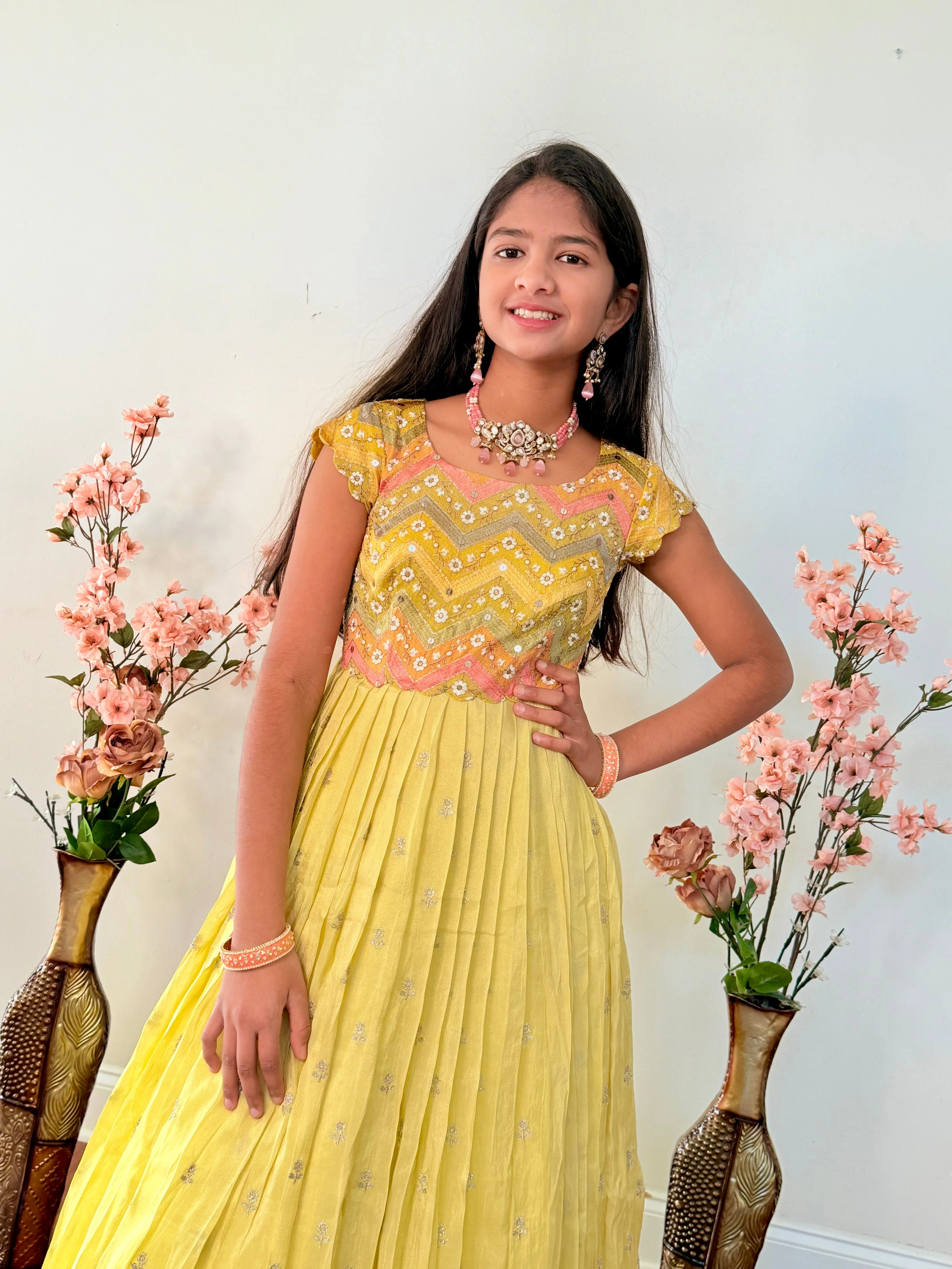 9-10 yrs - Trendy Tissue Long Gown