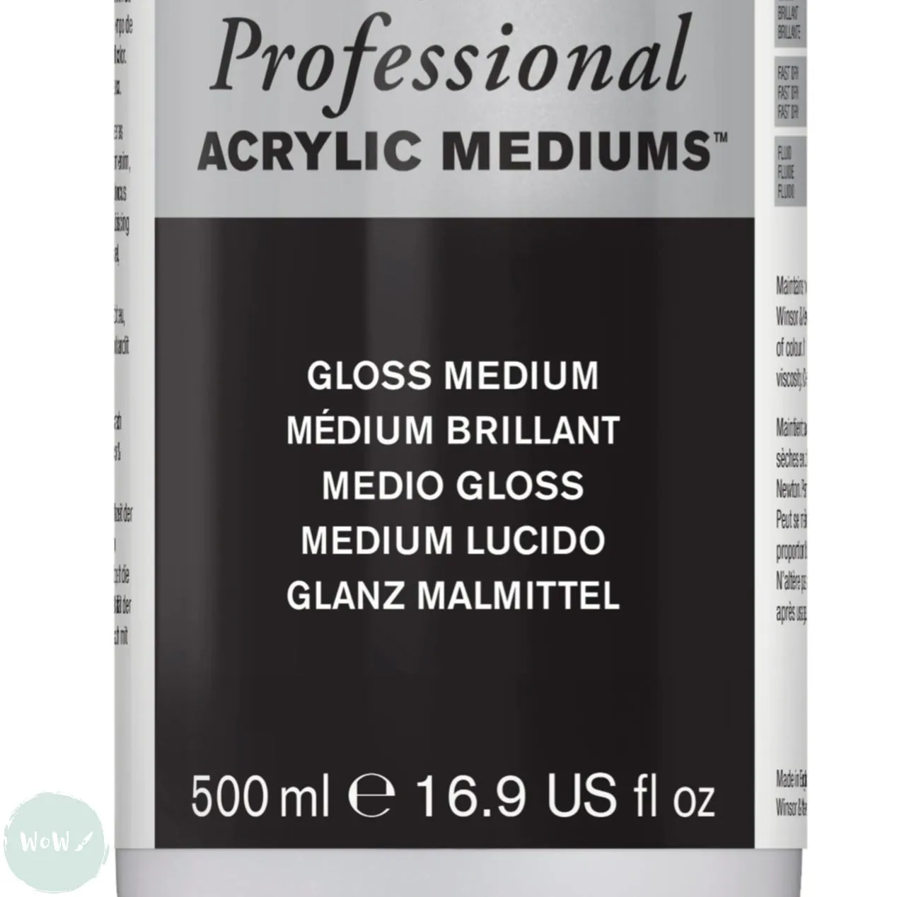 ACRYLIC MEDIUMS - Winsor & Newton PROFESSIONAL -  GLOSS MEDIUM - 500ml