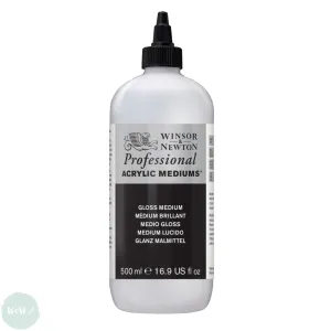 ACRYLIC MEDIUMS - Winsor & Newton PROFESSIONAL -  GLOSS MEDIUM - 500ml