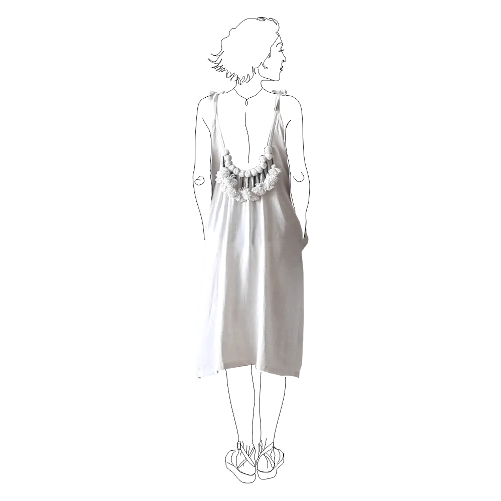 Adorned Linen and Cotton Slip Dress