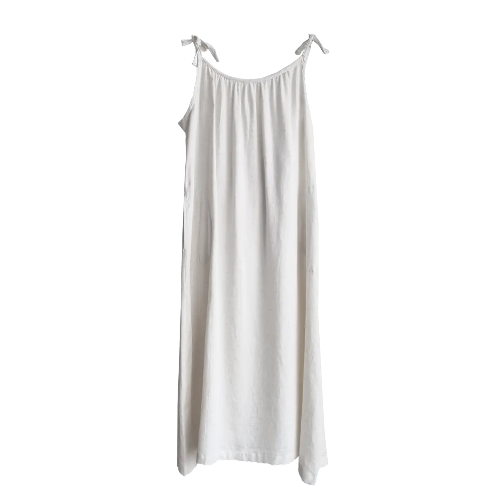 Adorned Linen and Cotton Slip Dress