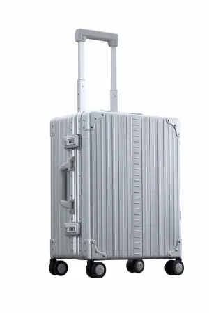 Aleon 21" Aluminum Trunk-Style Carry-On w/Shirt and Pant Packer - Platinum