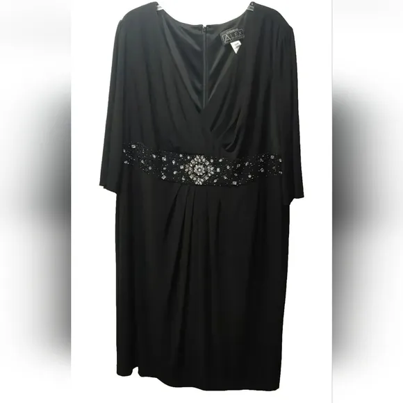 Alex Evenings Midi Dress Woman Plus 22W Cocktail Party  Rhinestone Whimisgoth