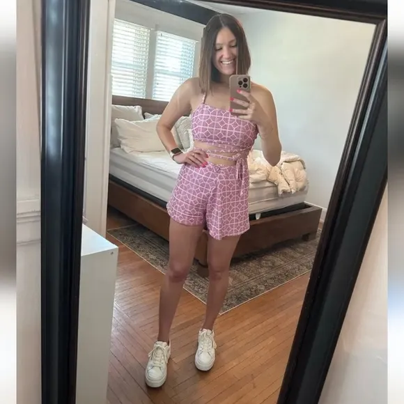Alexis Valley Pink Geometric Skort Size M Preppy Barbiecore