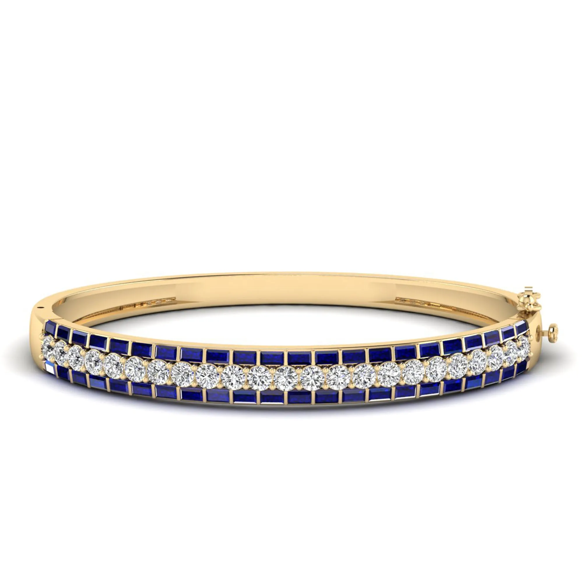 Alternating Baguette Sapphire and Cluster Diamond Bracelet