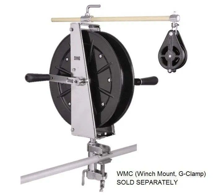 Alvey Reef Queen Deck Winch with Overhead Roller Mount