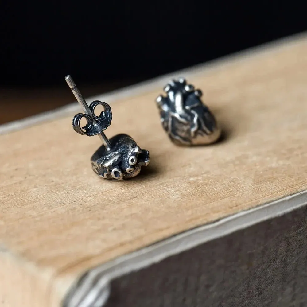 Anatomical Human Heart Punk Stud Earrings
