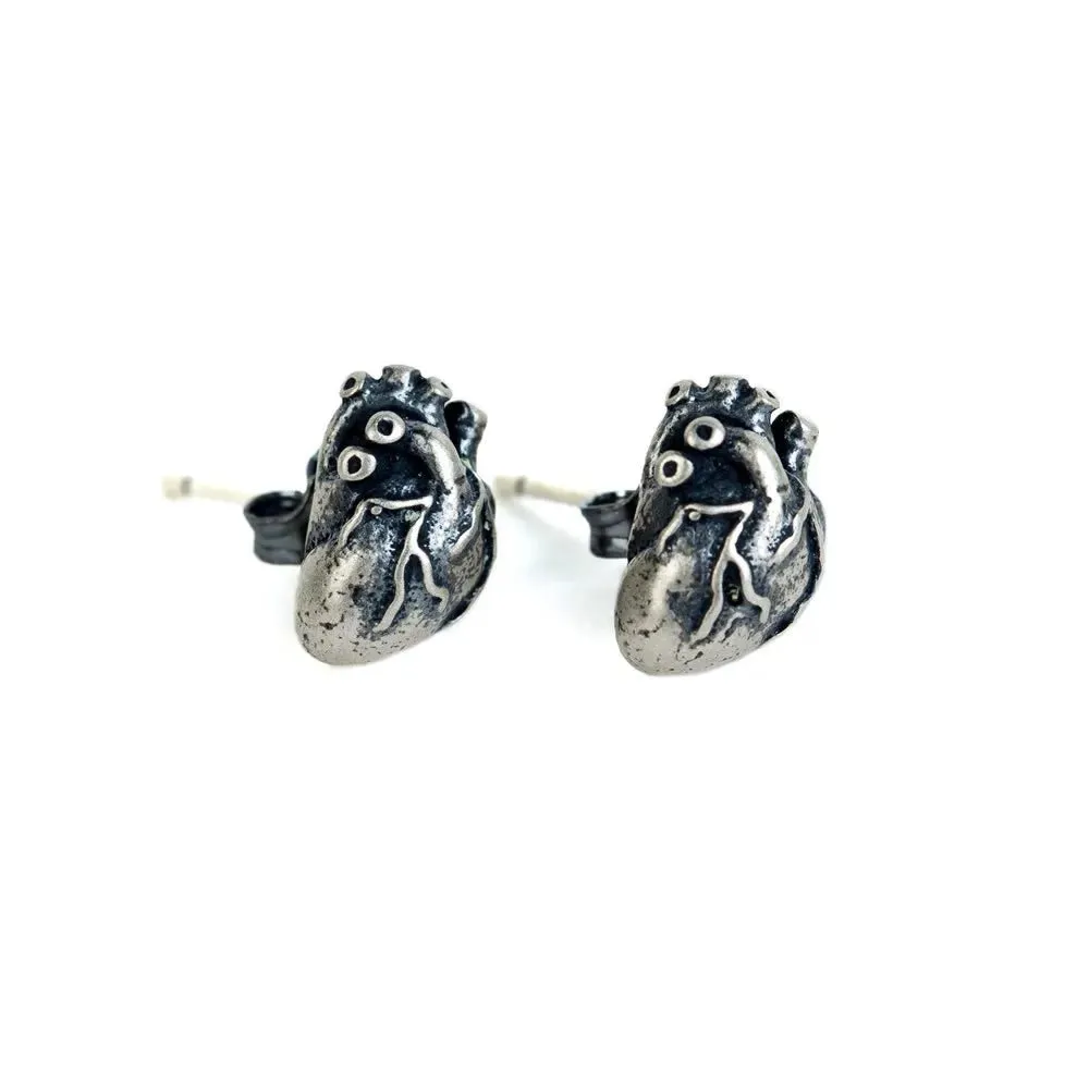 Anatomical Human Heart Punk Stud Earrings