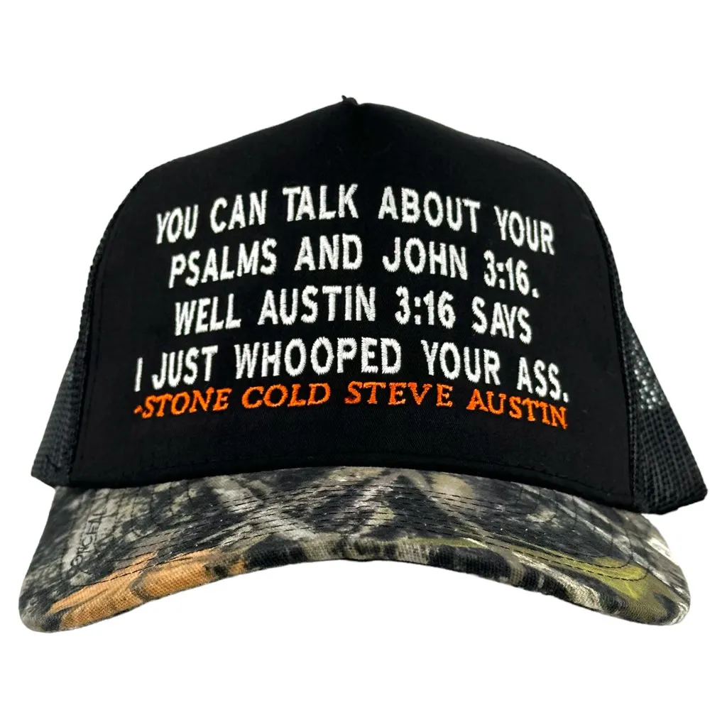 Austin 3:16 Black/Camo Mesh SnapBack Custom Embroidered
