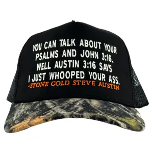 Austin 3:16 Black/Camo Mesh SnapBack Custom Embroidered