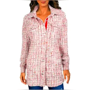 Avec Les Filles Long Pink Shacket in Spring Pinks size XS (oversized)