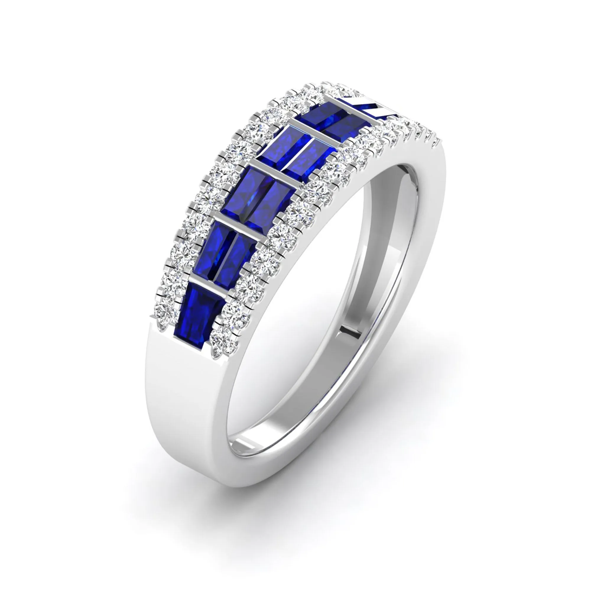Baguette Sapphire and Diamond Band