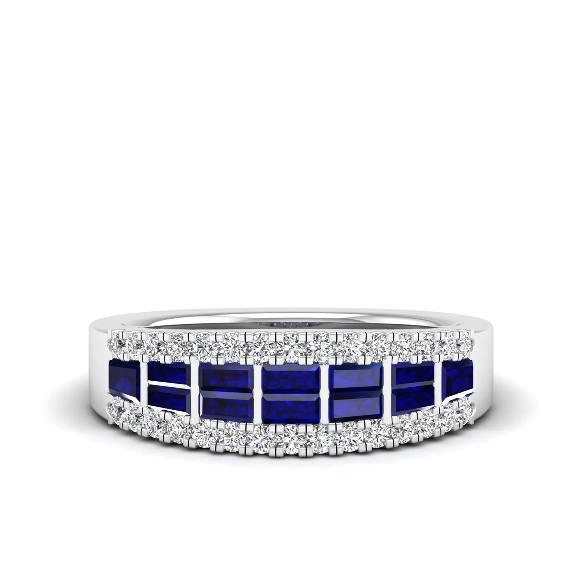 Baguette Sapphire and Diamond Band