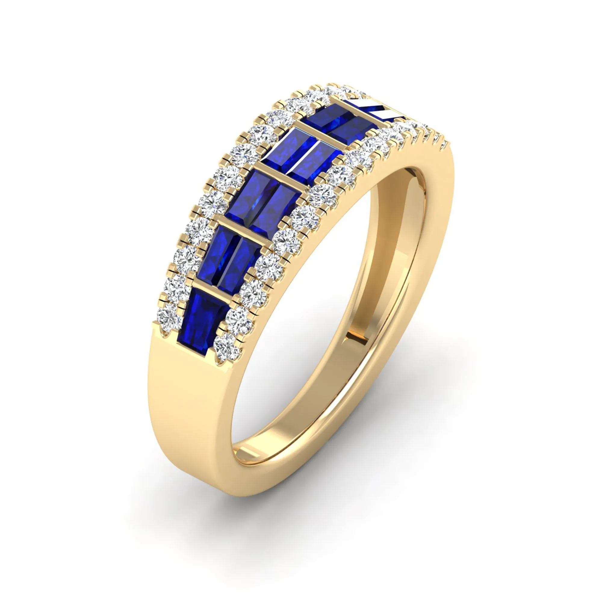 Baguette Sapphire and Diamond Band